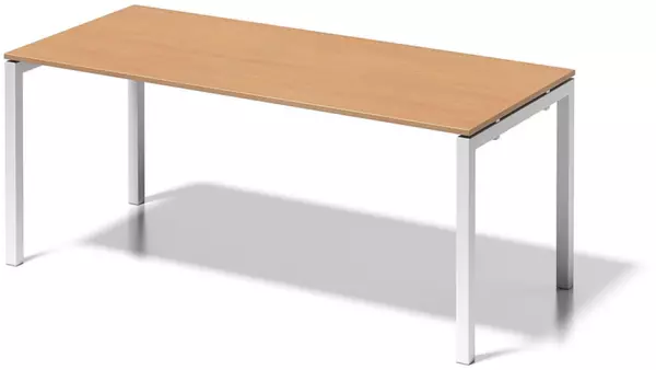 Schreibtisch,HxBxT 740x1800x 800mm,Platte Buche,4-Fuß ver- kehrsweiß