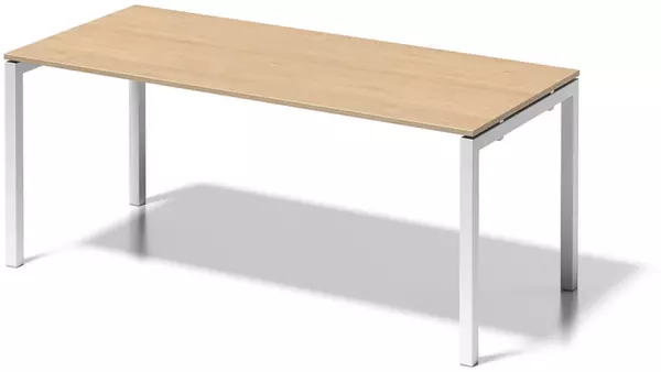 Schreibtisch,HxBxT 740x1800x 800mm,Platte Ahorn,4-Fuß ver- kehrsweiß