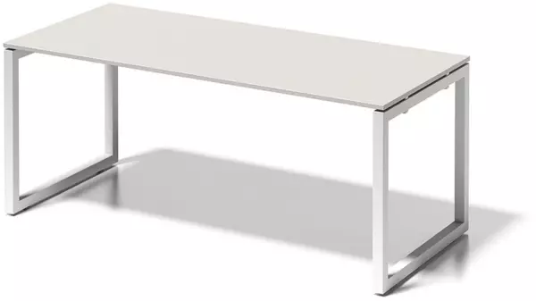 Schreibtisch,HxBxT 740x1800x 800mm,Platte grauweiß,Kufen- gestell verkehrsweiß