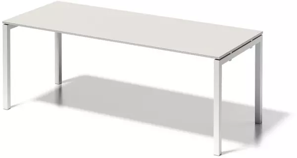 Schreibtisch,HxBxT 740x2000x 800mm,Platte grauweiß,4-Fuß verkehrsweiß
