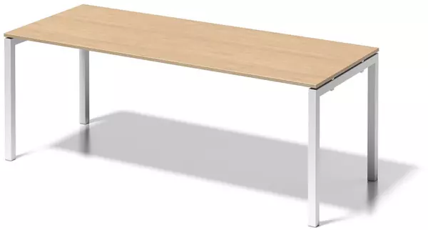 Schreibtisch,HxBxT 740x2000x 800mm,Platte Ahorn,4-Fuß ver- kehrsweiß