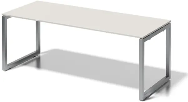 Schreibtisch,HxBxT 740x2000x 800mm,Platte grauweiß,Kufen- gestell silber