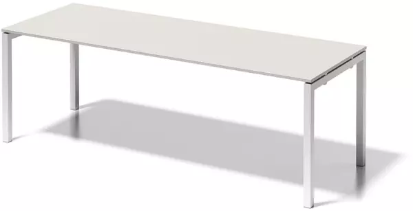 Schreibtisch,HxBxT 740x2200x 800mm,Platte grauweiß,4-Fuß verkehrsweiß