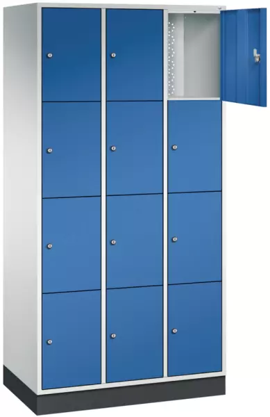 armoire multicases,HxlxP 1950x 920x500mm,3x4compartiments, serr.cyl.,embase