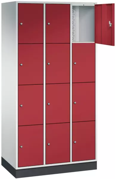 armoire multicases, RAL7035/RAL3003,HxlxP 1950x 920x500mm,3x4compartiments