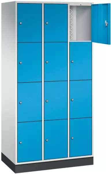 armoire multicases, RAL7035/RAL5012,HxlxP 1950x 920x500mm,3x4compartiments