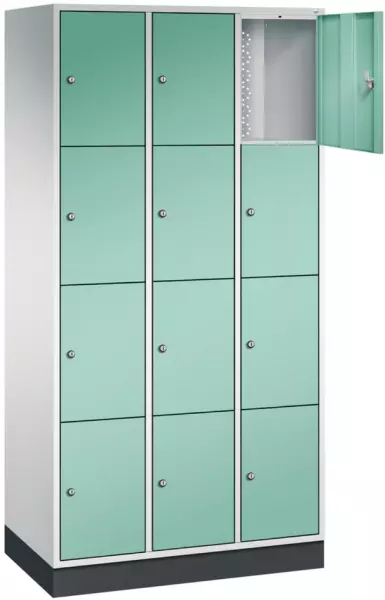 armoire multicases, RAL7035/RAL6027,HxlxP 1950x 920x500mm,3x4compartiments