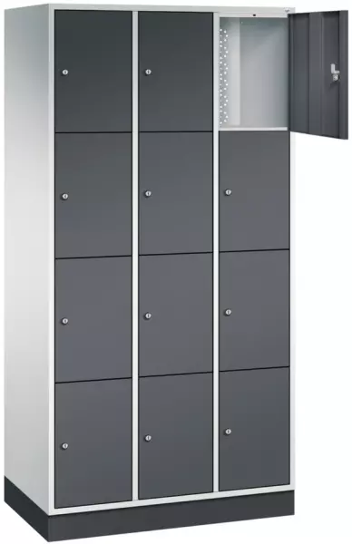 armoire multicases, RAL7035/RAL7021,HxlxP 1950x 920x500mm,3x4compartiments