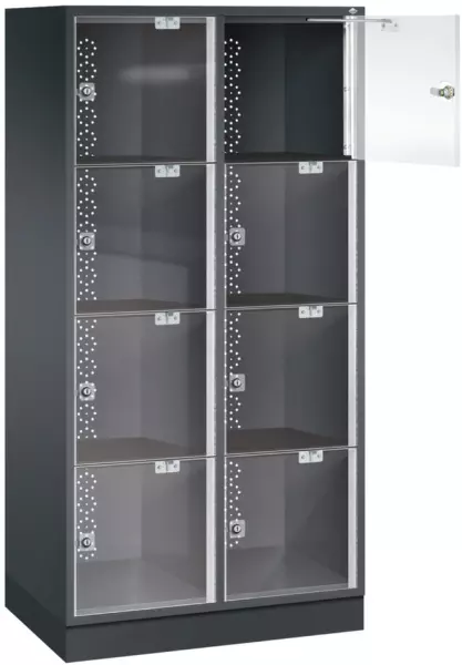 Großraum-Schließfachschrank, HxBxT 1750x820x500mm,2x4 Fächer,Zyl.-Schl.,Sockel