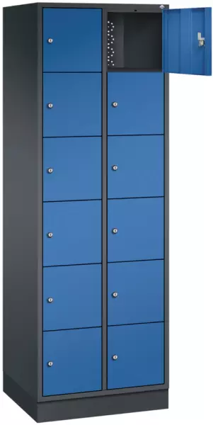 armoire multicases,HxlxP 1950x 620x500mm,2x6compartiments, serr.cyl.,embase