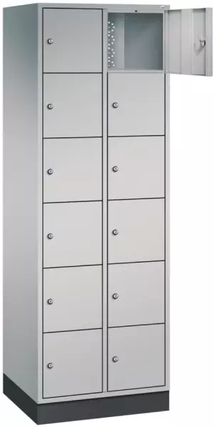 armoire multicases,HxlxP 1950x 620x500mm,2x6compartiments, serr.cyl.,embase