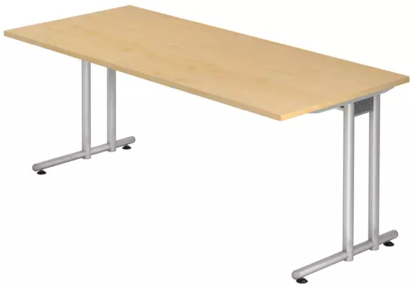 Schreibtisch,HxBxT 720x1800x 800mm,Platte Ahorn,C-Fuß RAL9006