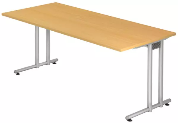 Schreibtisch,HxBxT 720x1800x 800mm,Platte Buche,C-Fuß RAL9006