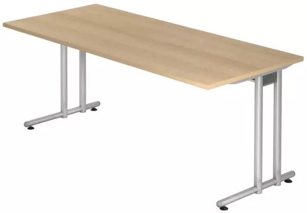 Schreibtisch,HxBxT 720x1800x 800mm,Platte Eiche,C-Fuß RAL9006