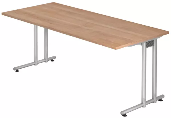 Schreibtisch,HxBxT 720x1800x 800mm,Platte Nussbaum,C-Fuß RAL9006