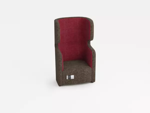 fauteuil,1 sièges,insonori- sant,tissu gris brun/rouge, HxlxP 1330x860x760mm