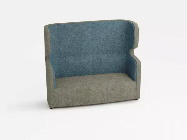 Sofa,2-Sitzer,schallabsorbie- rend,Stoff hellgrau/hellblau, HxBxT 1330x1570x760mm