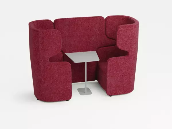 Sitzgruppe,2 Sessel,Tisch, 2-Sitzer,schallabsorbierend, Stoff rot