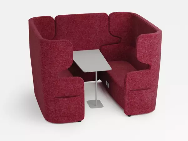 Sitzgruppe,2 Sofas,Tisch, 4-Sitzer,schallabsorbierend, Stoff rot
