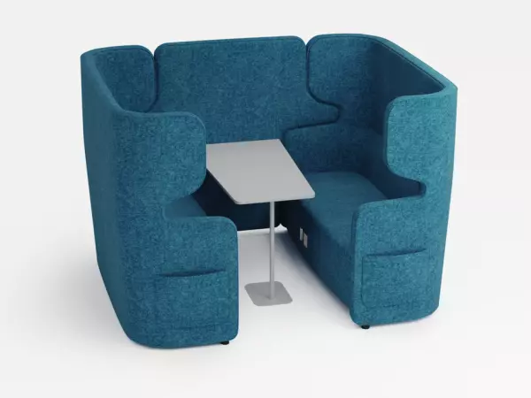 Sitzgruppe,2 Sofas,Tisch, 4-Sitzer,schallabsorbierend, Stoff blau