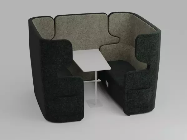 Sitzgruppe,2 Sofas,Tisch, 4-Sitzer,schallabsorbierend, Stoff anthrazit/hellgrau
