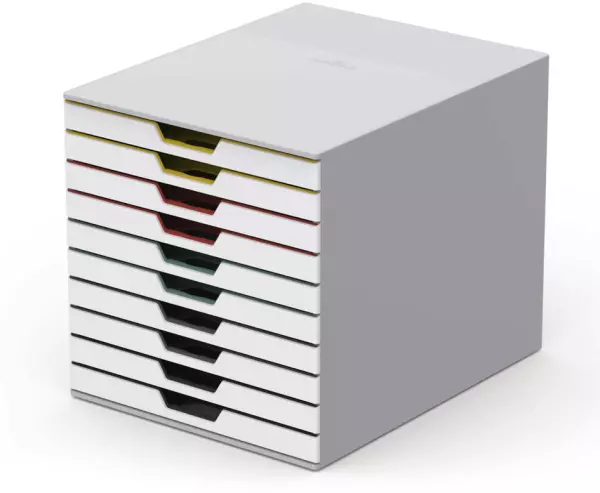 Schubladenbox,10xDIN A4/DIN C4/Folio,HxBxT 292x280x356mm, ABS,weiß