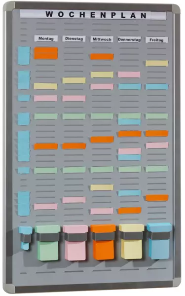 Büroplaner,210 Fächer,HxB 652x 455mm,m. Zeitspalte,Ablage(n) Hartschaum,hellgrau