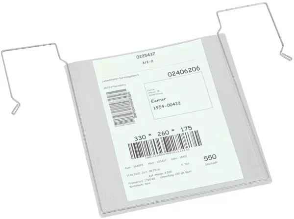 Drahtbügel-Sichttasche,DIN A5, hoch,HxB 220x230mm,z. Einhän- gen,transparent