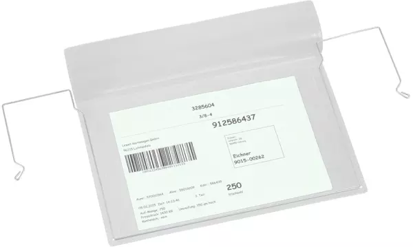 Drahtbügel-Sichttasche,DIN A5, quer,HxB 280x270mm,z. Einhän- gen,transparent