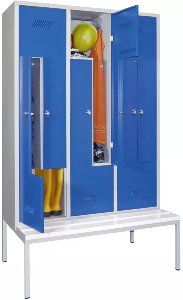 armoire vestiaire Z,HxlxP 2100x1230x800mm,6compart., RAL7035,façade RAL5010