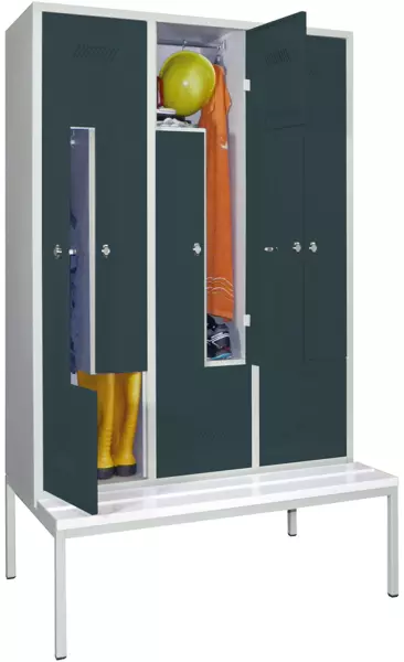 armoire vestiaire Z,HxlxP 2100x1230x800mm,6compart., RAL7035,façade RAL7016