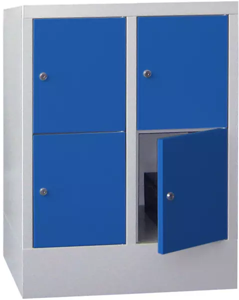 Schließfachschrank,HxBxT 855x 630x500mm,2x2 Fächer,RAL7035, Front RAL5010