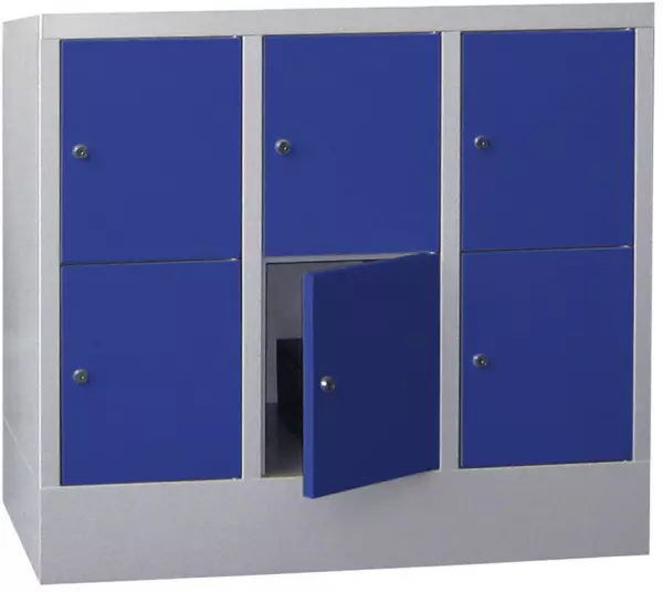 Schließfachschrank,HxBxT 855x 930x500mm,3x2 Fächer,RAL7035, Front RAL5010