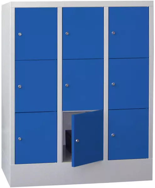 Schließfachschrank,HxBxT 1187x 930x500mm,3x3 Fächer,RAL7035, Front RAL5010