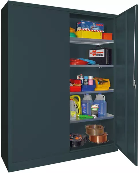 Großraum-Flügeltürenschrank, HxBxT 1950x1500x400mm,RAL7035, Front RAL3000