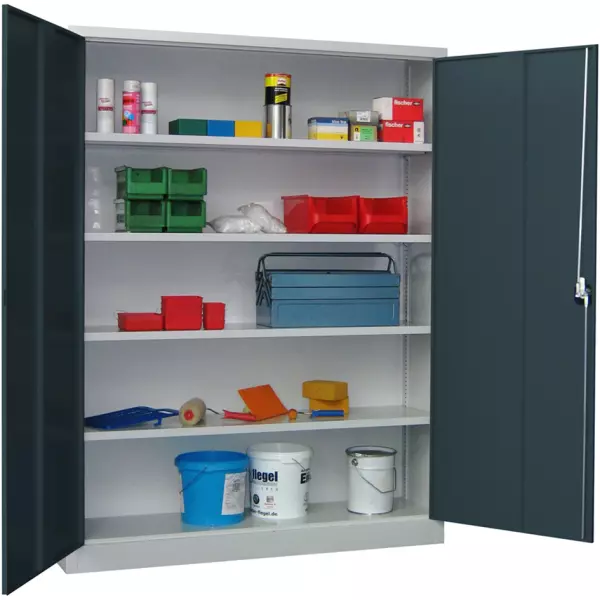 Großraum-Flügeltürenschrank, HxBxT 1950x1500x400mm,RAL7035, Front RAL7016