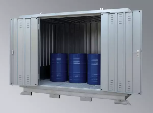 Gefahrstoff-Container,f. was- serg. Stoffe,HxBxT 2375x3075x 2075mm,verzinkt