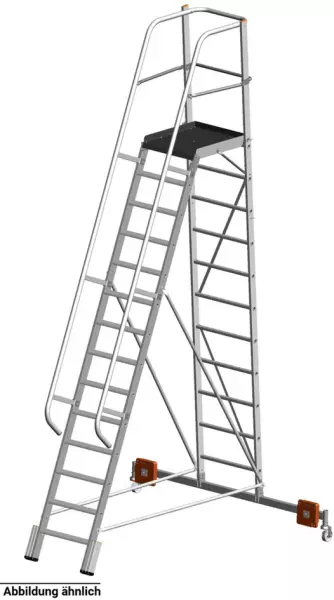 Fahrbare Stufen-Plattformlei- ter,einseitig,10 Stufe(n), Stand H 2,35m