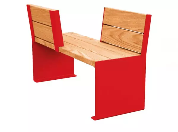 Sitzbank gegenüberstehend,B 1200mm,3 Latten,Holz-Sitz Eiche hell,Sitz H 450mm