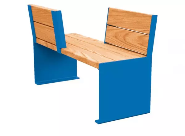 Sitzbank gegenüberstehend,B 1200mm,3 Latten,Holz-Sitz Eiche hell,Sitz H 450mm