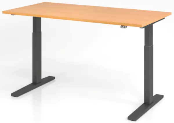 Elektrisch hvst. Steh-Sitz- Schreibtisch,HxBxT 700-1200x 1600x800mm,Platte Buche