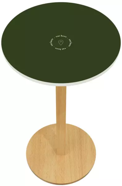 Stehtisch,HxØ 1100x600mm,rund, Tellerfuß natur,Platte grün