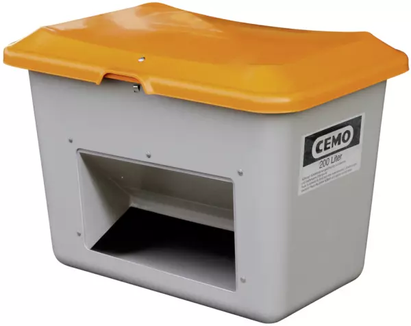 Streugutbehälter,200l,HxLxB 640x890x600mm,GFK,grau,Deckel orange