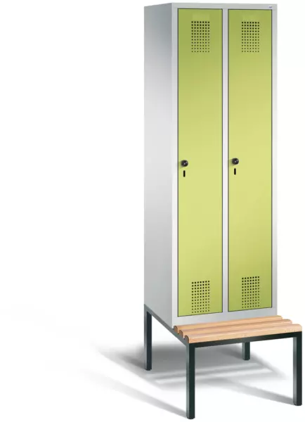 armoire vestiaire avec banc, HxlxP 2090x610x500mm,corps RAL7035,façade RDS1108060