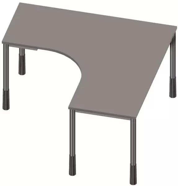 Höhenverstellbarer Freiform- Schreibtisch,HxBxT 720-840x 1400x1400mm,BZ-grau