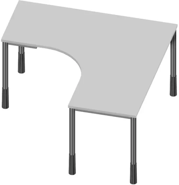 Höhenverstellbarer Freiform- Schreibtisch,HxBxT 720-840x 1400x1400mm,MP-hellgrau