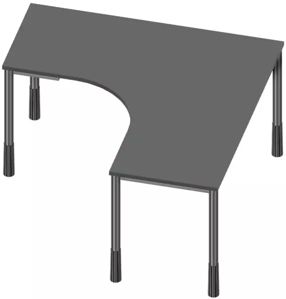 Höhenverstellbarer Freiform- Schreibtisch,HxBxT 720-840x 1400x1400mm,MS-dunkelgrau
