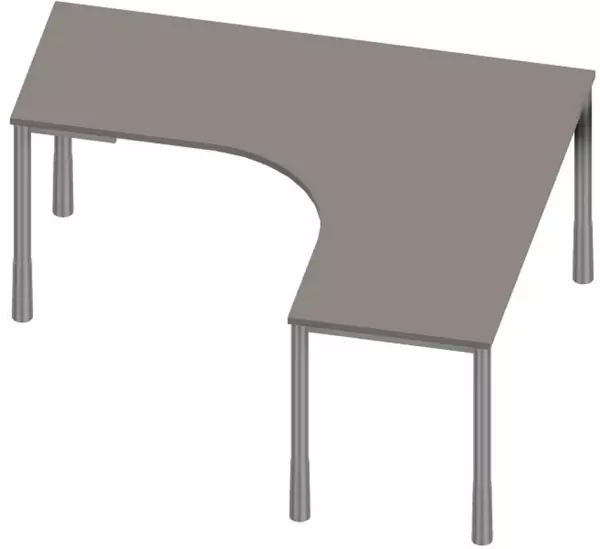 Höhenverstellbarer Freiform- Schreibtisch,HxBxT 720-840x 1600x1400mm,BZ-grau