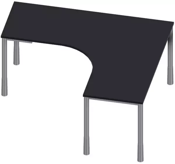 Höhenverstellbarer Freiform- Schreibtisch,HxBxT 720-840x 1600x1400mm,CC-schwarz