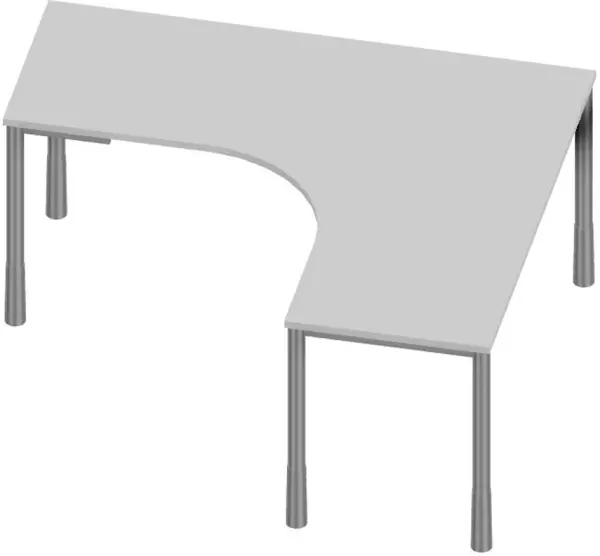Höhenverstellbarer Freiform- Schreibtisch,HxBxT 720-840x 1600x1400mm,MP-hellgrau
